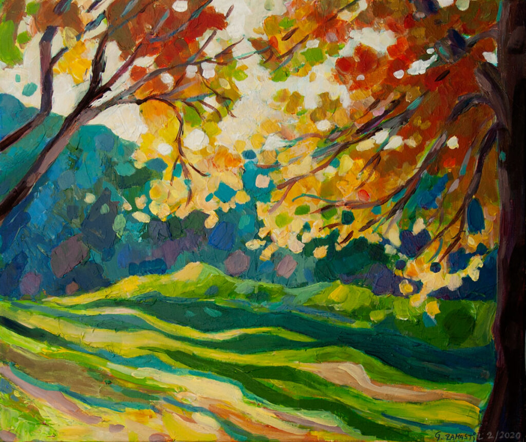 Herbst in Hornstein, Acryl auf Leinwand, 50 x 50 cm