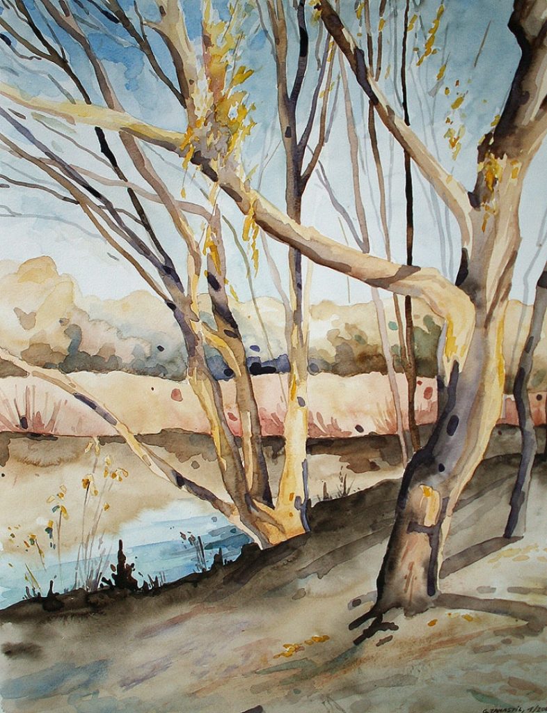 Herbst in Oberlaa, Aquarell, 50 x 70 cm